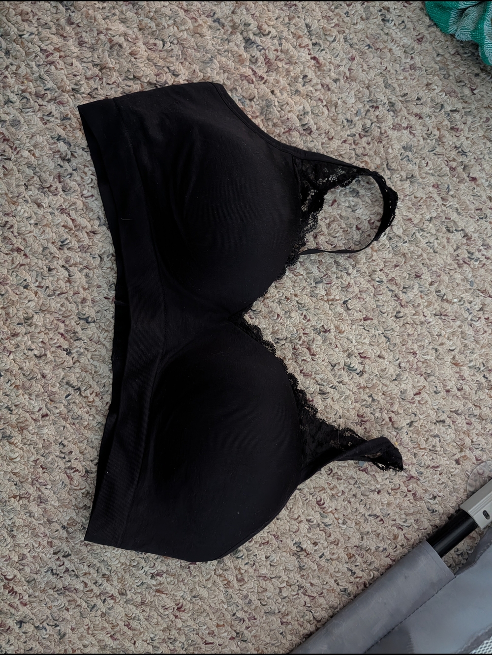 Ambrielle Black Wireless Lace-Trim Bra